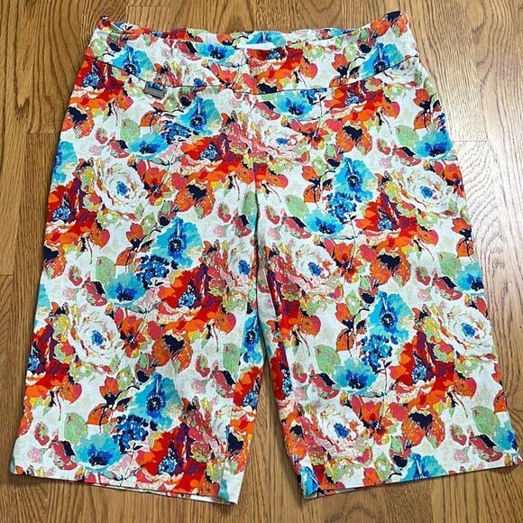 Peck & Peck Long Stretch Shorts Fun Pattern Size 14 - Picture 1 of 4